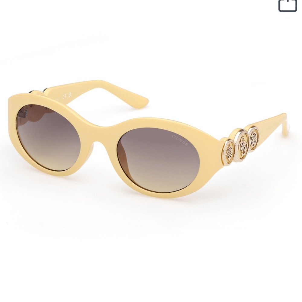 NEW Guess Marciano Oval Peony Sunglasses Chic Yellow Oval Sunglasses